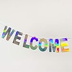Pre-Strung Holographic Welcome Banner Decorations Sign, Iridescent Hanging Bunting String Flag Garland for Welcome Baby Shower, Deployment Homecoming, Family Reunion, Military Homecoming Party - Image 3