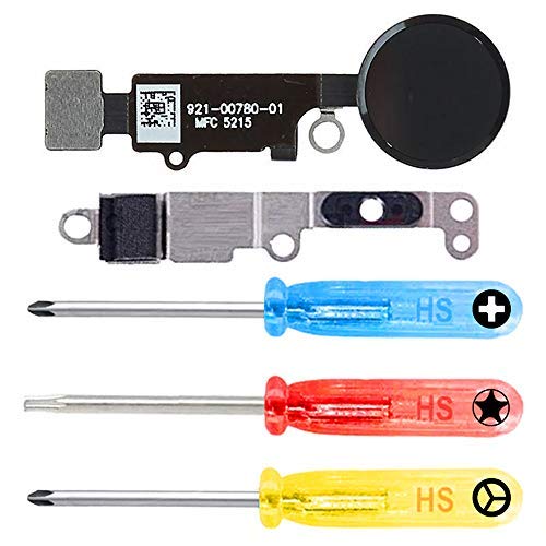 MMOBIEL Home Button Compatible with iPhone SE 2022 / SE 2020/8/ 8 Plus - Flex Cable Connector - Replacement - Decoration only no Function - Incl. Screwdrivers - Black