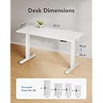 HUANUO Electric Standing Desk, 48" x 30" Whole Piece Desktop, Adjustable Height Computer Desk, 4 Height Memory Settings, Sit Stand Up Desk for Home Office, White - Image 3