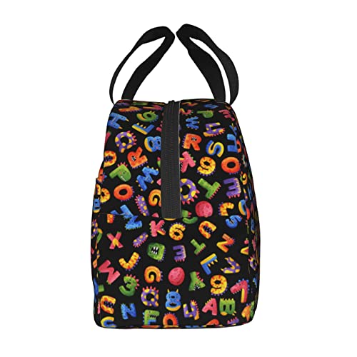 Giwawa Cute Dinosaur Alphabet Lunch Bag - Colorful Dino Insulated Cooler Bag Animal Print Lunch Box Reusable Education Letter Lunch Tote For Office Picnic Travel #TOP5