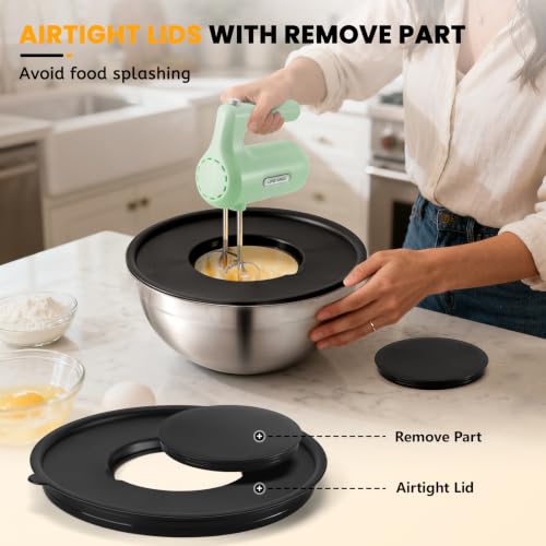 Image of Lord Eagle 5-Speed Hand Mixer Electric With 4 Mixing Bowls Set