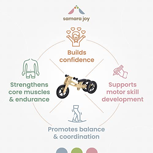 4-In-1 Adjustable Balance Bike - Eco Wooden Balance Bike For 18 Months To 5 Years Old - Converts From Tricycle To Push Bike To Kids Bike - Grows With Your Child - No Pedals Or Brakes (Raw Wood) #TOP2