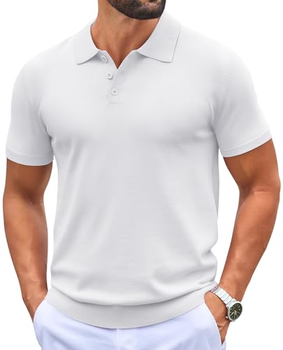 COOFANDY Mens Knit Polo Shirts Casual Short Sleeve Classic Polo