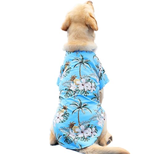 AttRex 可愛い ペット犬の服 Tシャツ 春夏 涼しい 通気 ペット服 ドッグウェア アロハシャツ 小型犬 中型犬 大型犬 猫服 お散歩お出かけウェア (L,ブルー)