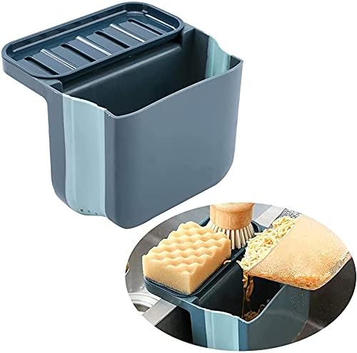 Conziv Sink Drain Basket Multifunction Sink Drain Basket Universal & Foldable Double Suction Cup Hanging Sink Drain Basket Foldable Storage Box for Home Kitchen