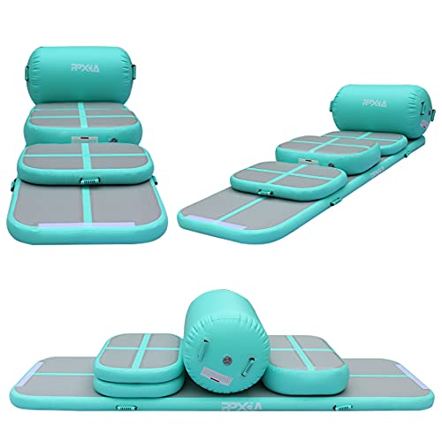 Ppxia Gymnastics Mat Inflatable Tumbling Mat 4 Inches Thickness Air Floor Tumble Track Air Track Set With Pump For Training Cheerleading Home Use Beach #TOP1