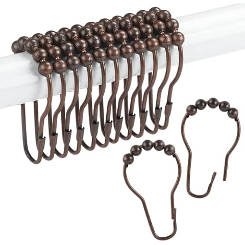Ansxiy Rustproof Shower Curtain Rings - Set of 12, Bronze Cover