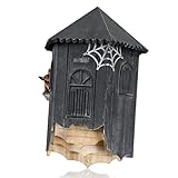 Wooden Castle Bat House with Gatehouse/Tower/Curtain Wall Design, Large Ventilated 2/3 Chamber Bat Box, Ideal for Outdoor Bat Attraction, Easy to Hang (Black, Tower - 3 Chamber)