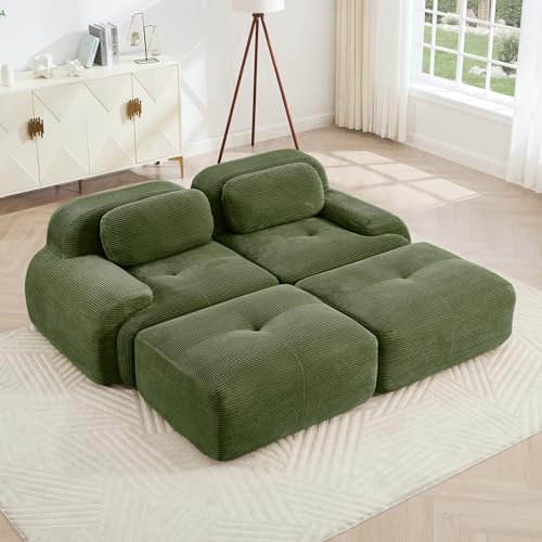 Image of Corduroy Modular Sectional Sofa, Oversized Cloud Couches for Living Room