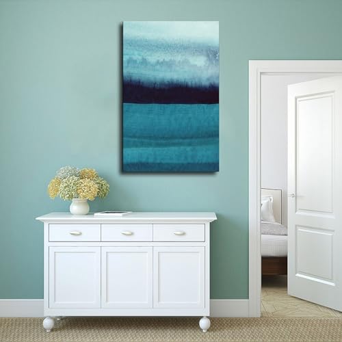 Impression sur toile aquarelle abstraite bleu-vert salon déco - 4