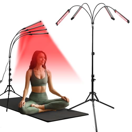 660nm Red Light Lamp with Stand,Red Light & 850nm Near Infrared Light Lamp,540 LEDs Red Light with Timer,Adjustable Angle Gooseneck Red LED Lamp for Body/Face/Neck/Back/Leg