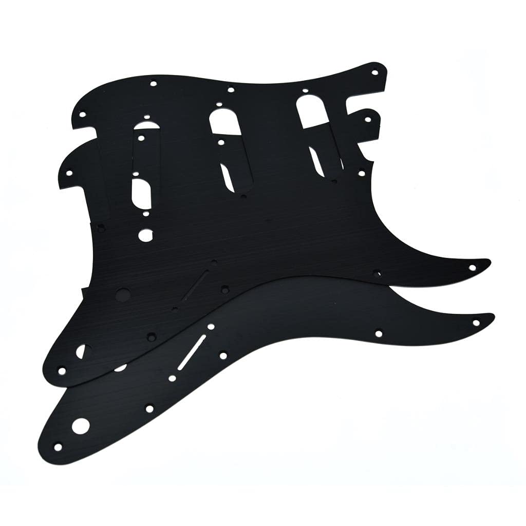KAISH 11 otworów metal aluminium anodowane nowoczesny styl ST Strat SSS Pickguard zdrapka płyta pasuje do amerykańskiego/meksykańskiego błotnika Strat czarny