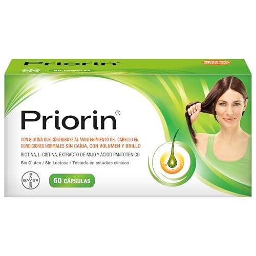 Priorin Cápsulas Complemento Alimenticio con Biotina, L-Cistina, Extracto de Mijo y Ácido Pantoténico, para Mantener un Cabello Sano, 60 Cápsulas