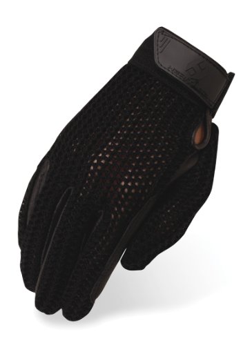 Heritage Crochet Riding Gloves, Size 8, Black