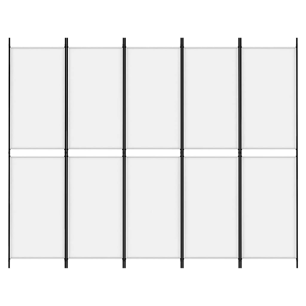 Cloison de séparation 5 Panneaux Blanc en Tissu 250x200 cm Pliable pour délimitation Espace et intimité modulable Salon Chambre Bureau décoration