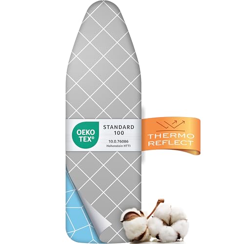 Housse de Planche à Repasser Timbley Turbo 120x45 – Réfléchit la Chaleur pour Un Repassage Rapide – Montage Facile avec élastique – 2X Rembourrage Confort &...