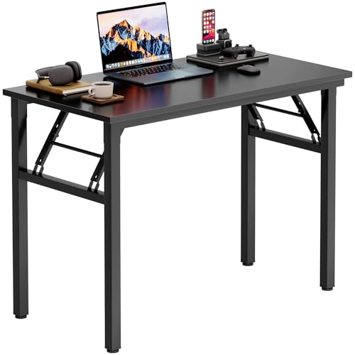 Image of Need Office Computer Desk 35.8 Inch Sturdy Folding Laptop Table Black