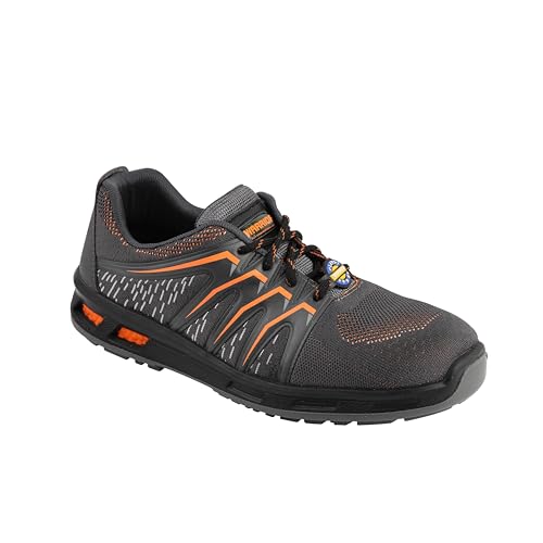 Image of Liberty Warrior 3004-28 Safety Shoes for Men, Genuine Leather, Light Weight, Fibre Glass Toe, Industrial Shoes for Men, Orange & Blue, Sizes-5UK-11UK