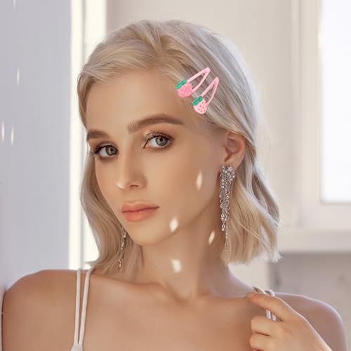 Pinzas para cabello fresas 4 pcs color rosa miniatura 7