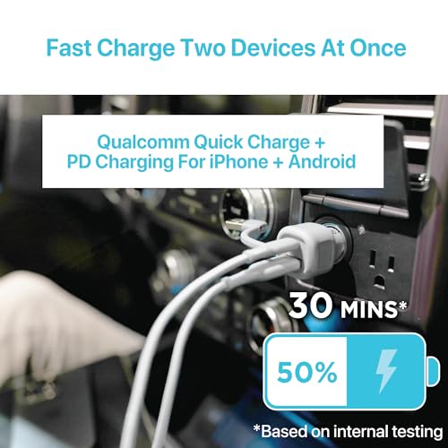 Image of BLACK+DECKER USB C Car Charger, Compact 38W 2-Port, LED Indicator Type C Charger with Power Delivery /Quick Charge, Compatible with iPhone 17 16 15 14 13 Series, Pixel 3 2 XL, iPad Pro, More
