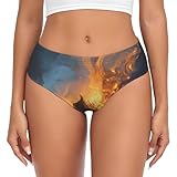 Kwjsdfea (In the burning flames) Print Breathable Women's Underwear Briefs with Elastic Waistband 1PCS - Medium Size Ladies' briefs Black