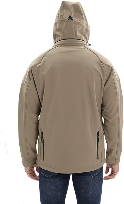 Alloaone Men Tactical Softshell Fleece Military Jackets Army Combat Outerwear Waterproof Hooded Coats