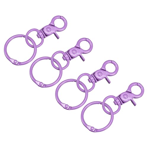 sourcing map Giratorio Cierres Cordón Seguridad Gancho con Encuadernación Anillos, 44mm Colorido Langosta Pinza Cierre para Llaves Organización, Bricolaje Artesanías, Púrpura, 4uds