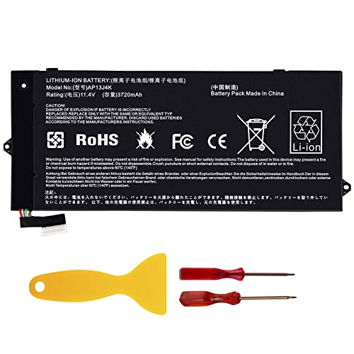 Image of ASUNCELL 3720mAh AP13J4K Battery for Acer Chromebook 11.6 inch C720P C720 11 C740 Sesies C720P-2666 C720-2800 C740-C3P1 C740-C4PE KT.00304.001 KT.00303.001, 11.4V 4-Cell (2.5cm Short Cable)