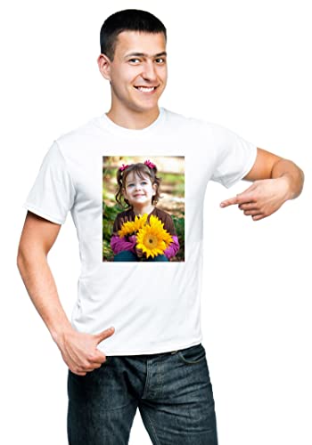 Image of MUKESH HANDICRAFTS Knitted Polycotton Fabric Regular Fit Men Boys Half Sleeve Photo T-Shirt Style 1 White Size : Free