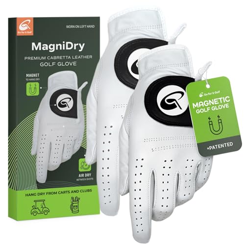 MagniDry Golf Glove – Voted #1 for Comfort at The Professional Golf Merchandise Show in Orlando – Premium Cabretta Leather, Magnet-Driven Airflow to Stay Dry Between Shots