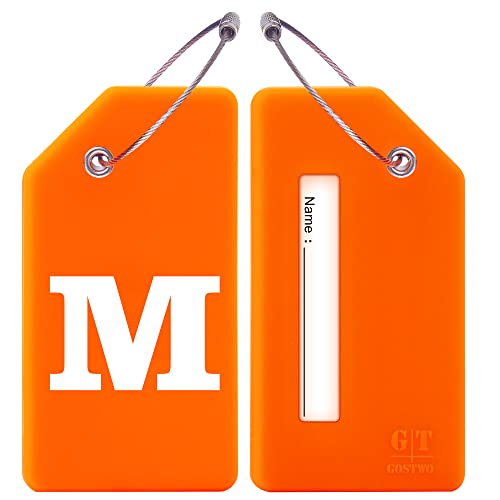 2 Pack Initial Letter Silicone Luggage Tag Baggage Handbag School Bag Suitcase Instrument Tag Orange By Gostwo (M) #TOP1