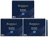 Waterman Lot de 24 recharges pour stylo plume | Cartouches d'encre longues | Bleu sérénité