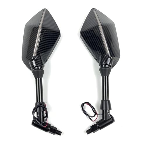 Espejo retrovisor lateral para Kawasaki Ninja Z750 Z800 Z900 con luz LED 10mm carbon
