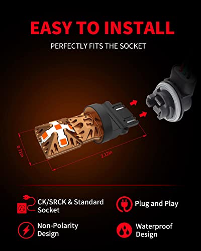 Lasfit 3157 Led Bulb Amber 3156 3057 Led Turn Signal Light 4157 3457 4114 Led Side Marker Light 2023 New Super Bright With Low Consumption (2 Pack) #TOP4