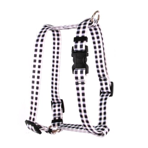 Image of Yellow Dog Design Gingham Black Roman Style H Dog Harness, X-Large /1 inch Wide