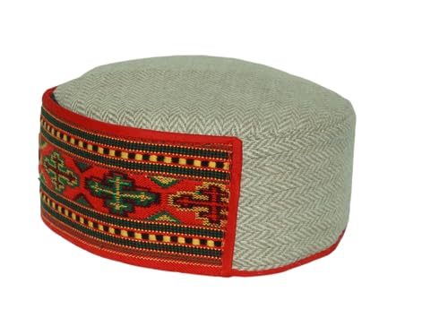 Image of Vastraa Fusion Himachali Topi for Men | Nepali Headwear | Traditional Kullu Cap | Pahadi Topi | Kashmiri Hat | Wool Handcrafted Ethnic Wear