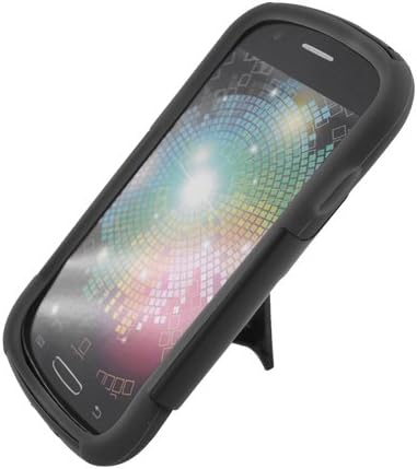 Eagle Cell PHSAMI437YSTBKBK HypeKick Hybrid Protective Gummy TPU Case with Kickstand for Samsung Galaxy Express i437 - Retail Packaging - Black