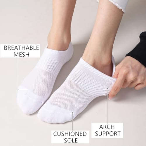 Thick No Show Socks for Women Athletic Low Cut No Show Socks Cushioned Running Socks Non Slip Invisible Liner 4/8 Pack3