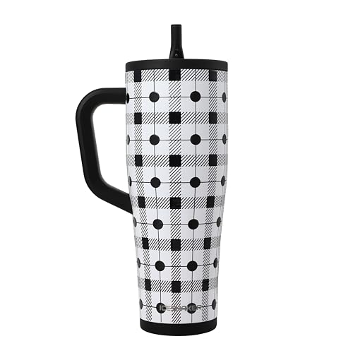 Image of Ice Shaker 40 oz Tumbler with Handle and Straw | 40oz Check Me | Cold for 30+ Hours | 2-in-1 Tumbler Shaker Bottle | Odor-Free 40 ounce Bottle for Water, Protein Shakes, Smoothies, Cocktails