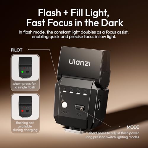 Image of ULANZI SL03 Camera Mini Flash, Speedlite Video Light GN8 6500K for DSLR | For Sony /Canon /Fuji /Nikon, CRI 97, with Single-contact Universal Hot Shoe Mount, 90 Angle Adjustable, Typ-c Rechargeable