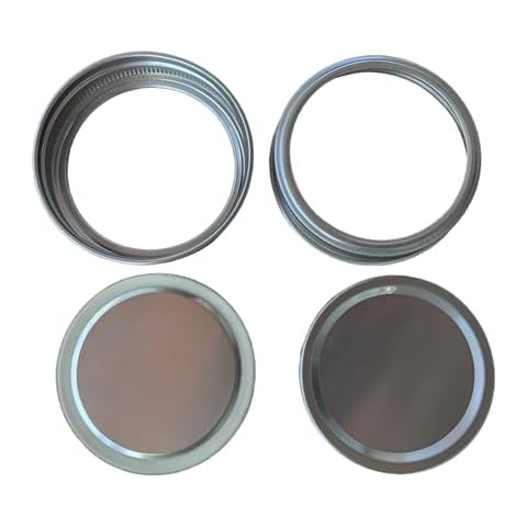 THINKCHANCES Food Safe Silver Rust Proof Ring with Air Tight Aluminum Insert Lid with Silicone Sealing Plastisol Linear for Regular Mouth Transform Mason Ball Canning Jars (12 Pack, Regular Mouth) Cover