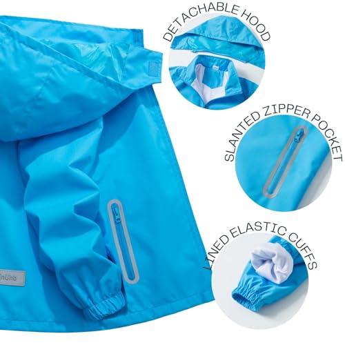 image for IjnUhb Kids Rain Jacket Boys Girls Waterproof Hooded RainCoat Toddler 