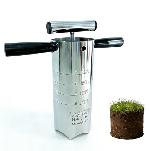 LANEVAN Stainless Steels Golf Hole Cutter for Putting Green Practice, Portable Post Hole Digger for Gardening