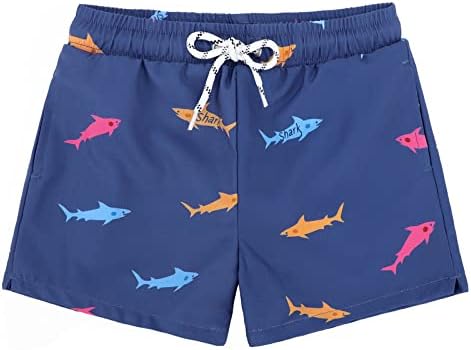 Boys Swim Trunks Toddler Swim Shorts Little Boy Bathing Suit Kids Swim Suit Youth Swimming Trunks Swimwear Infant Beach Board Shorts Adjustable Waist Blue Shark 3T