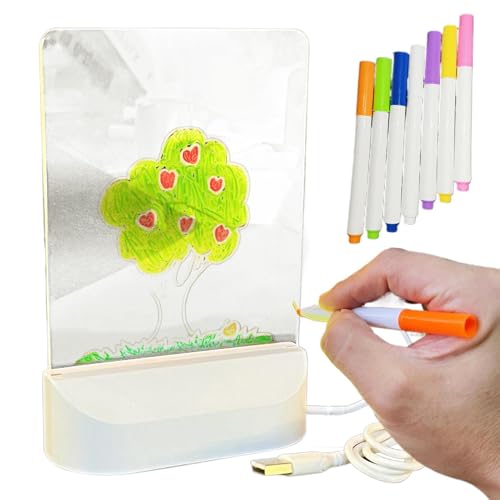 Genérico Libreta LED Con Colores | Tablero de dibujo LED de 5 x 6,7 pulgadas | Tablero luminoso de escritura con 7 bolígrafos para tienda, festival, cumpleaños, día de la madre