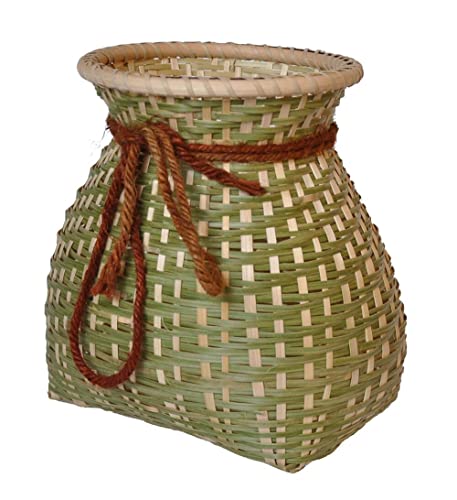 竹製バスケット 竹ビクどじょうすくい 花籠 竹かご 手作りの竹魚バスケット 編まれた収納 安来節 踊り小道具 屋外釣り道具 篭 竹編み 花器 伝統 工芸品 田舎風 和風 竹器 生け花 装飾品 置物 工インテリア おしゃれ 贈り物 (Large)