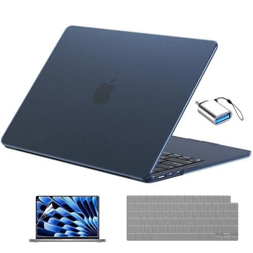 Image of EooCoo for MacBook Air 13 inch Case M5 /M4 /M3 /M2 2026-2022, Matte Midnight | Scratch Resistant, Fit for Air 13.6 inch, Hard Shell, Keyboard Cover, Screen Film & Type-C Included, A3449 /A3240 /A3113 /A2681