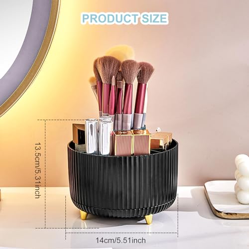 Image of Cayxenful Pencil Holder For Desk,5 Slots 360Degree Rotating Desk Organizers And Accessories,Desktop Storage Stationery Supplies Organizer, Cute Pencil Cup Pot For Office, School, Home (H-Black)