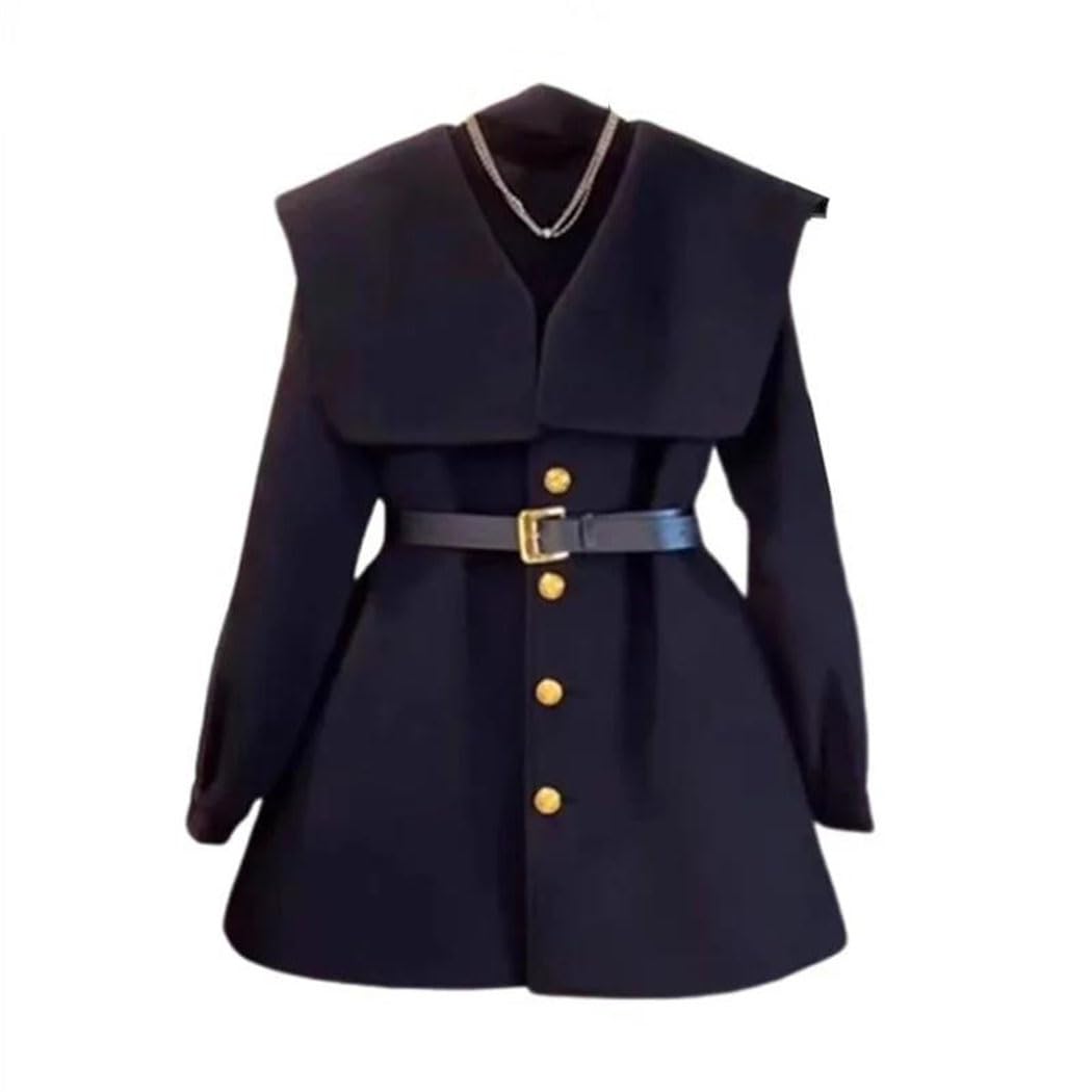 Women Wool Belted Blazer Popular Autumn Winter Slim Fit Elegant Office Outerwear