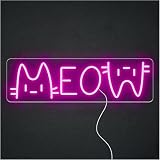 Lámpara de neón Letrero de neón LED para rosa con diseño gato maullido decoración habitación niñas para fiesta en casa 43,6x13 cm